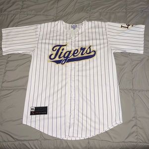 XL mens striped LSU baseball jersey
